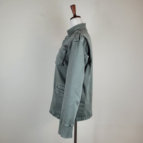 Anine Bing Jacket Womens Medium Green Utility Military Epaulettes Zip Stand Up - Picture 5 of 9